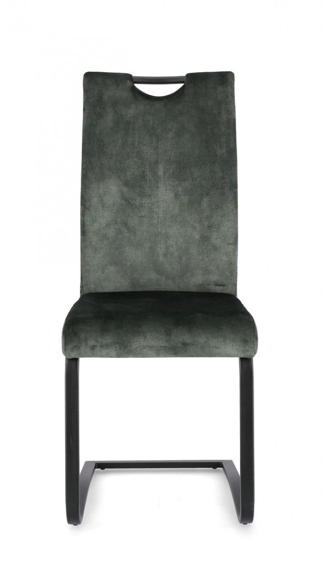 4x Sedia in velluto verde scuro 42x56x102