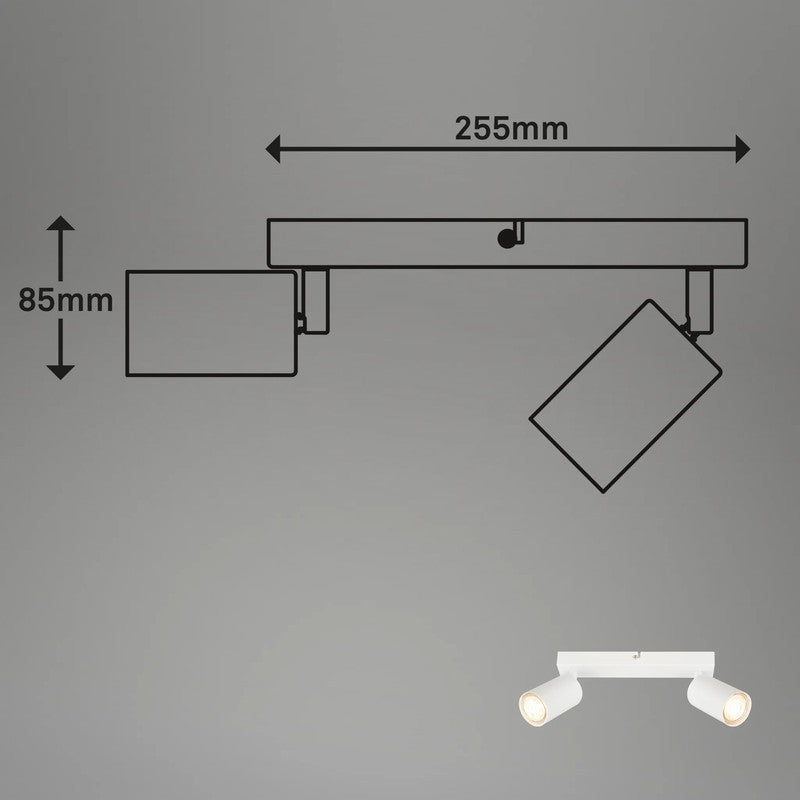 Spot de plafond orientable 2xGU10 blanc 15,5 x 5,5 x 25,5 cm