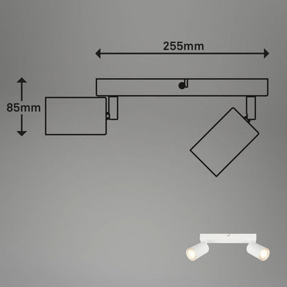 Spot de plafond orientable 2xGU10 blanc 15,5 x 5,5 x 25,5 cm
