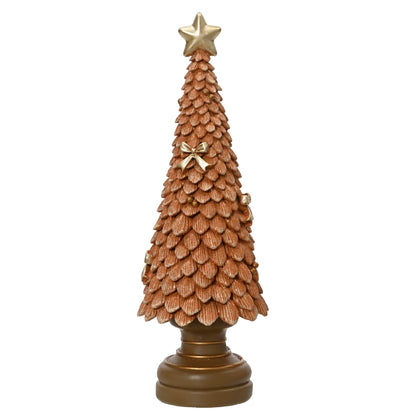 Albero di Natale decorativo in resina caramello glitterato H36 cm