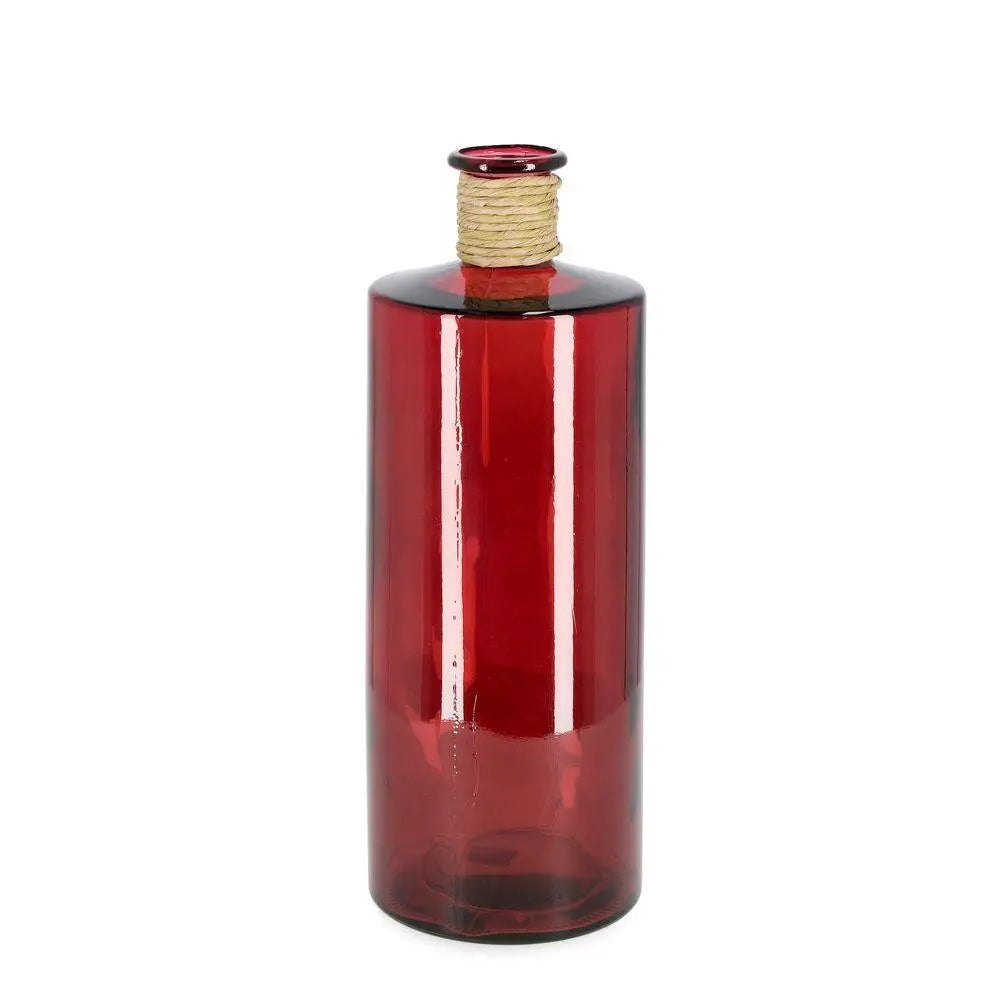 Bottiglia decorativa Rotang in vetro rosso H40 cm