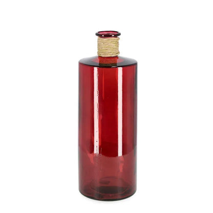 Bottiglia decorativa Rotang in vetro rosso H40 cm