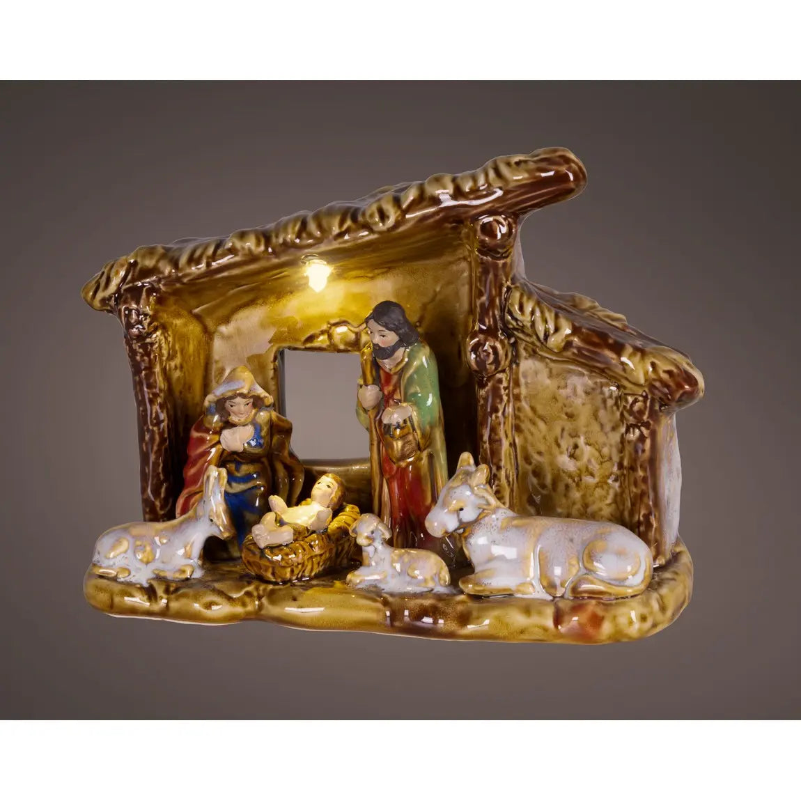 Presepe in porcellana con micro LED 20 × 9 × H14,5 cm