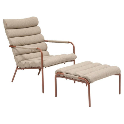 Fauteuil de relaxation de jardin Solani café/acajou avec repose-pieds