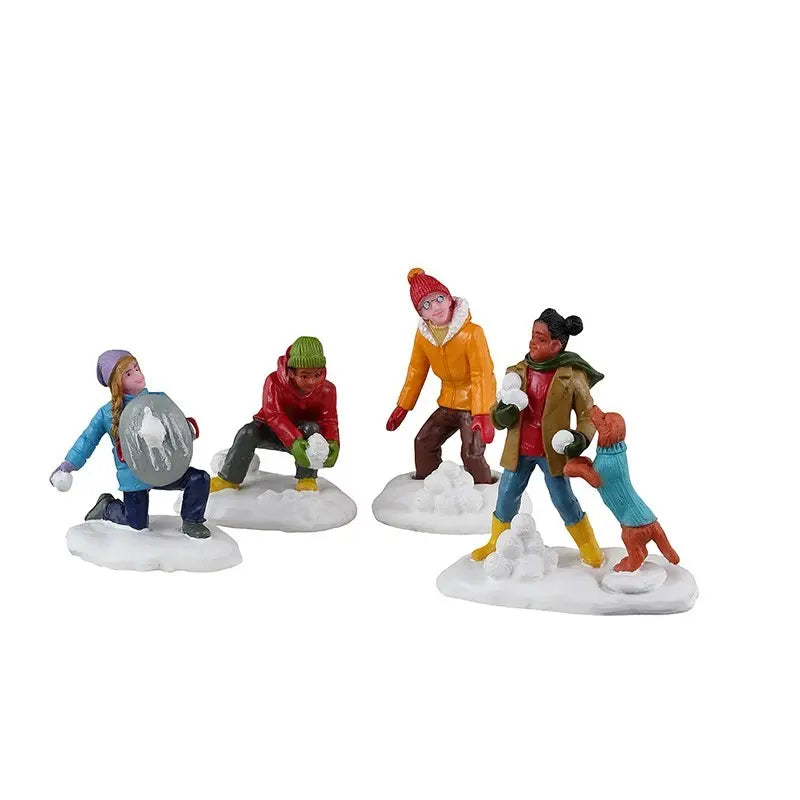 Lemax Snowball Battles battaglia di palle di neve 17,3 × 3,4 × H5,8 cm, set 4 pezzi