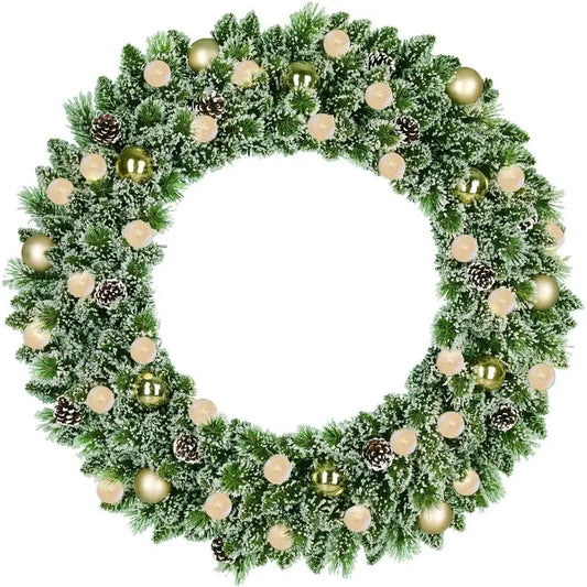 Couronne de Noël Kaprun verte avec 240 branches et 30 LED dorées à piles