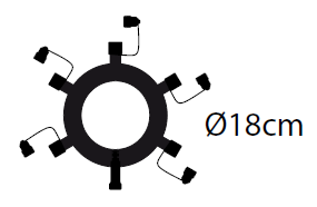 Connettore circolare 18cm 5 uscite 230V AC - Nero