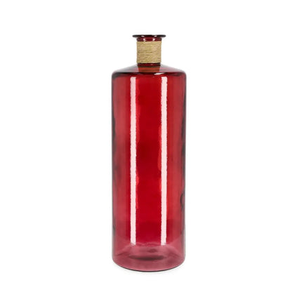Bottiglia decorativa Rotang in vetro rosso H75 cm