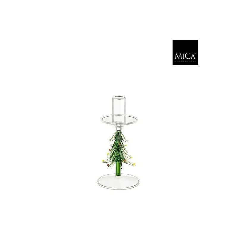 Portacandela a forma di albero verde Ø9 × H17 cm