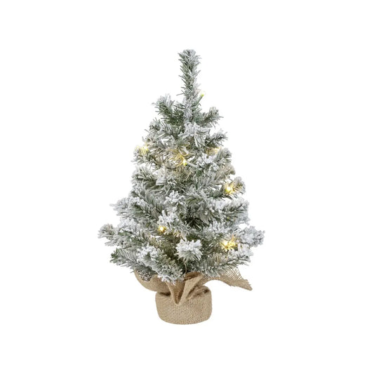 Mini albero di Natale Imperial verde innevato con 10 LED Ø30 × H45 cm