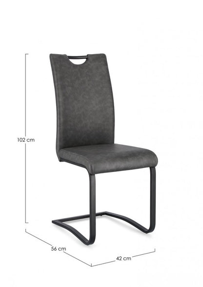 4x Sedia ecopelle antracite 42x56x102