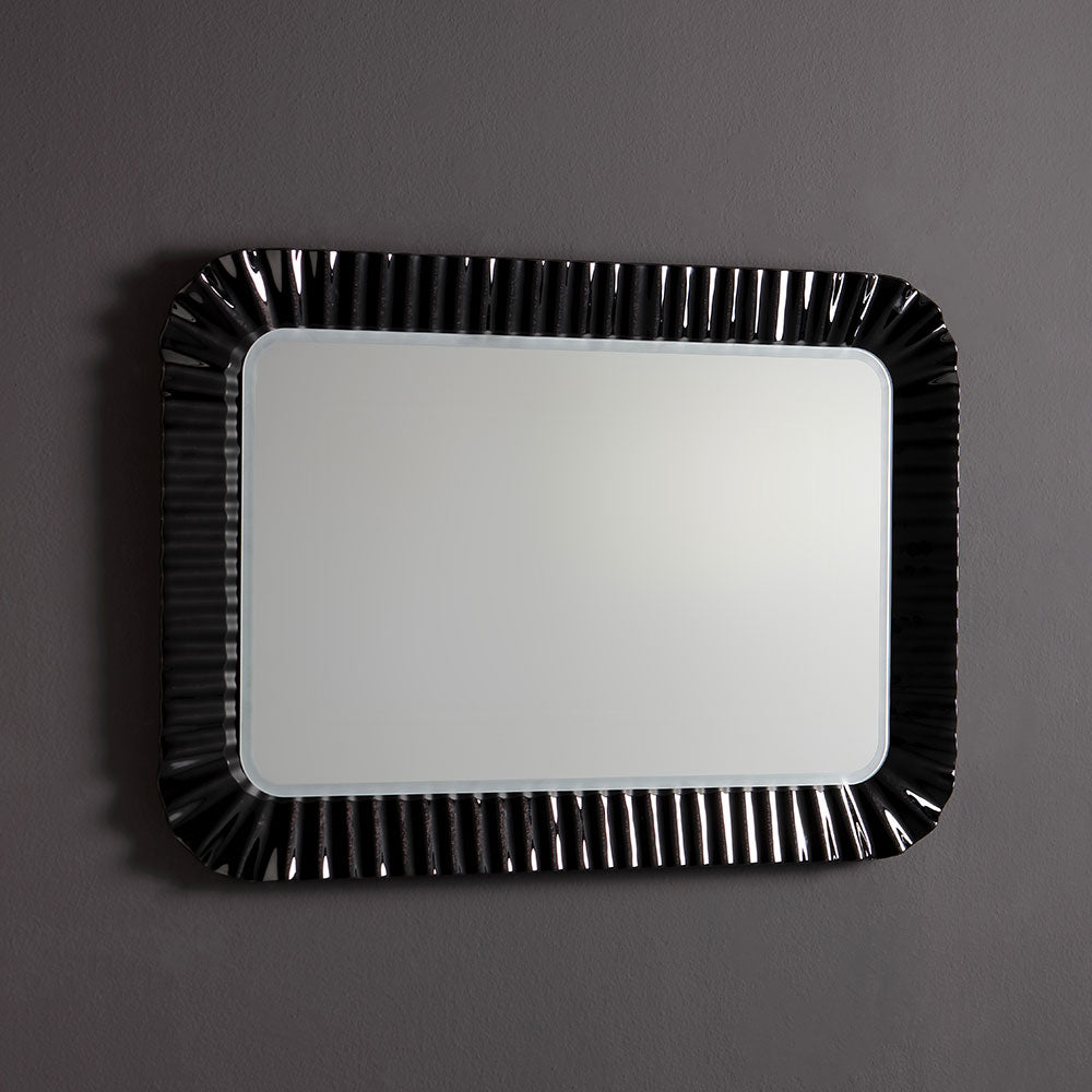 Miroir avec cadre en verre noir 94x68 cm