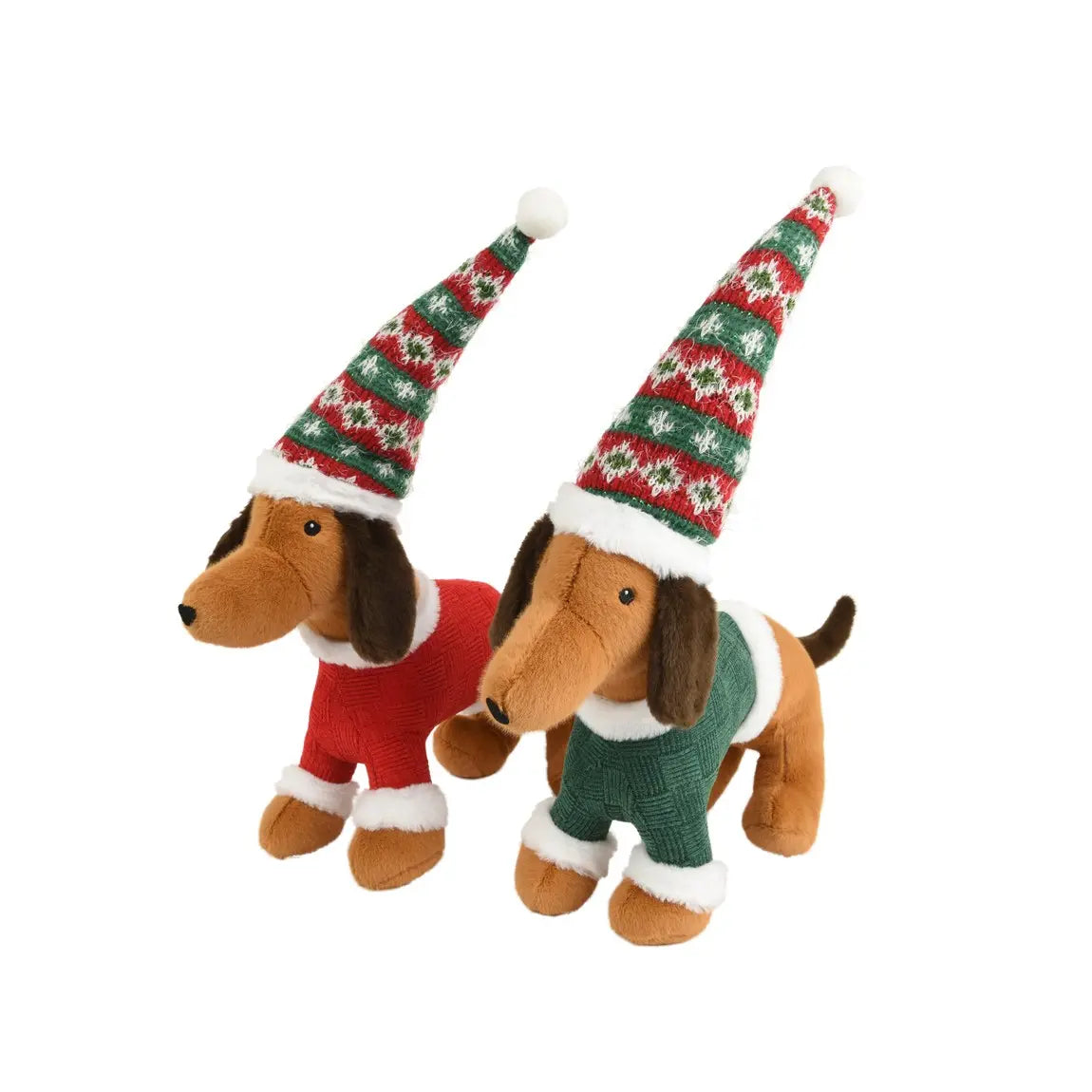 Cane natalizio in poliestere con cappello H36 cm