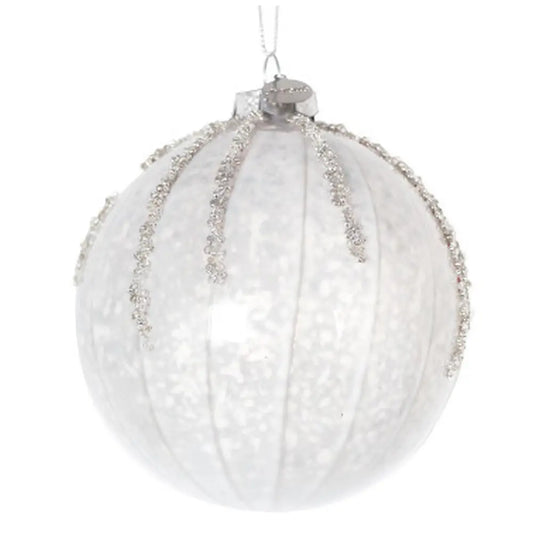 Sphère décorative Frostfall en verre blanc Ø10 cm