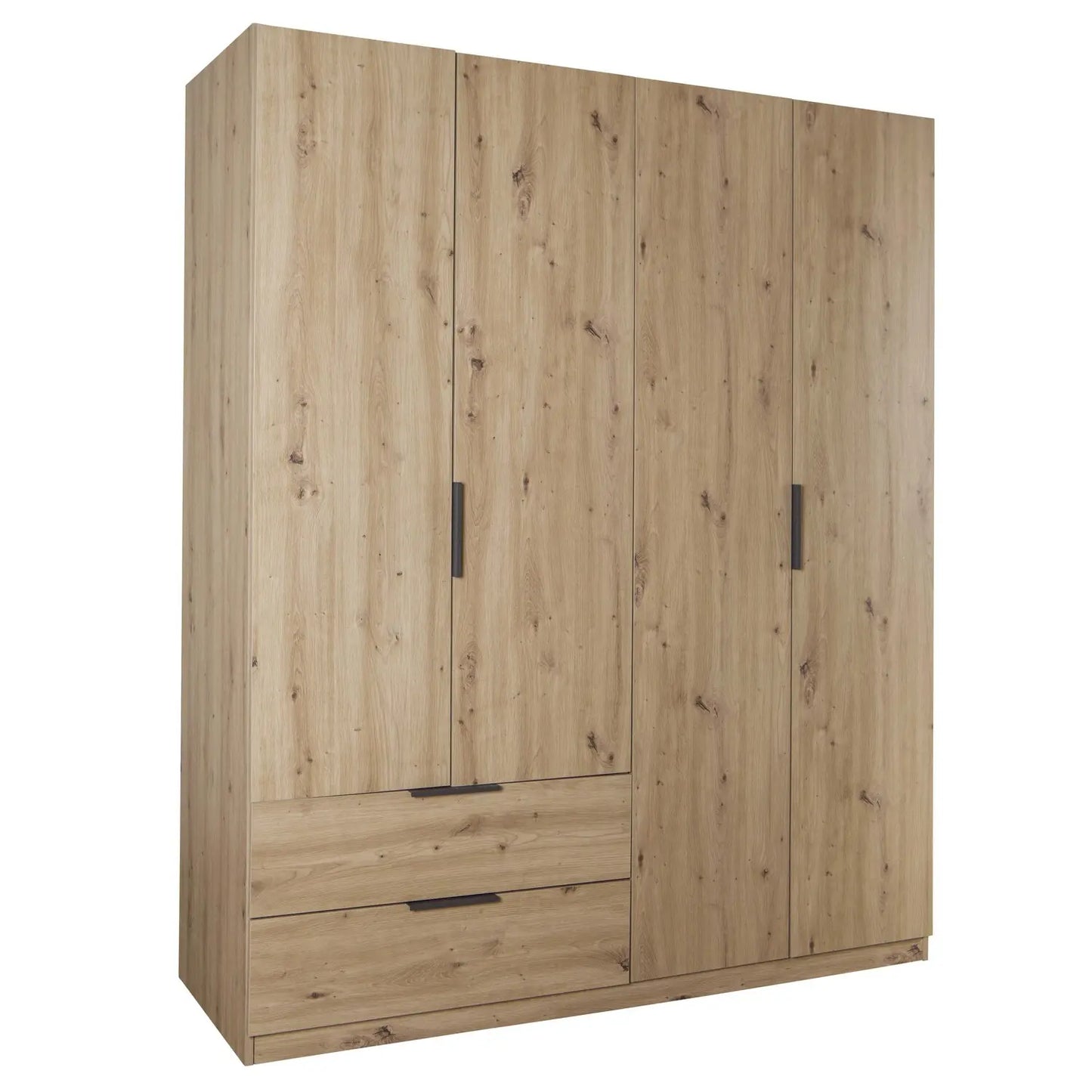 Armoire avec 4 portes et 2 tiroirs 162x58 cm chêne artisanal