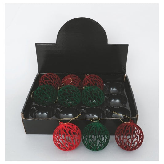 Boule de Noël en velours avec arabesques Ø 8,5 cm – 1 pièce assortie