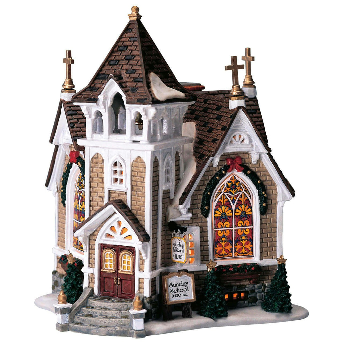 Chiesetta Little River Church illuminata 18,7 × 16,1 × H13,7 cm con adattatore