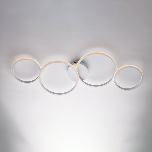 Plafoniera in metallo e alluminio laccato bianco con led integrato CCT + telecomando H.8 - L. 100 X 34