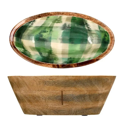 Centre de table ovale en bois à décor de Noël — 27 × 16 cm, 1 pièce assortie