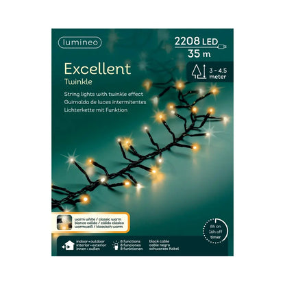 Catena luminosa LED Excellent nera con luce bianco caldo classico da esterno 35 m