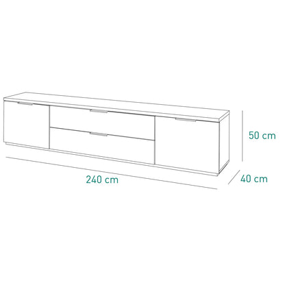 Meuble TV Mon 2 portes + 2 abattants 240x51x40,50 h cm