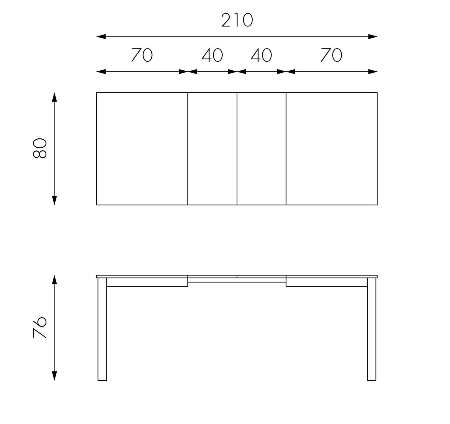 Table extensible en mélamine gris tourterelle 130/210x80x76h cm