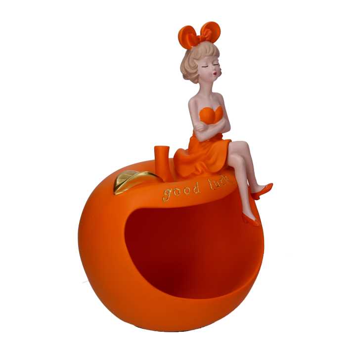 Donna resina svuotatasche arancione cm 21x16h30