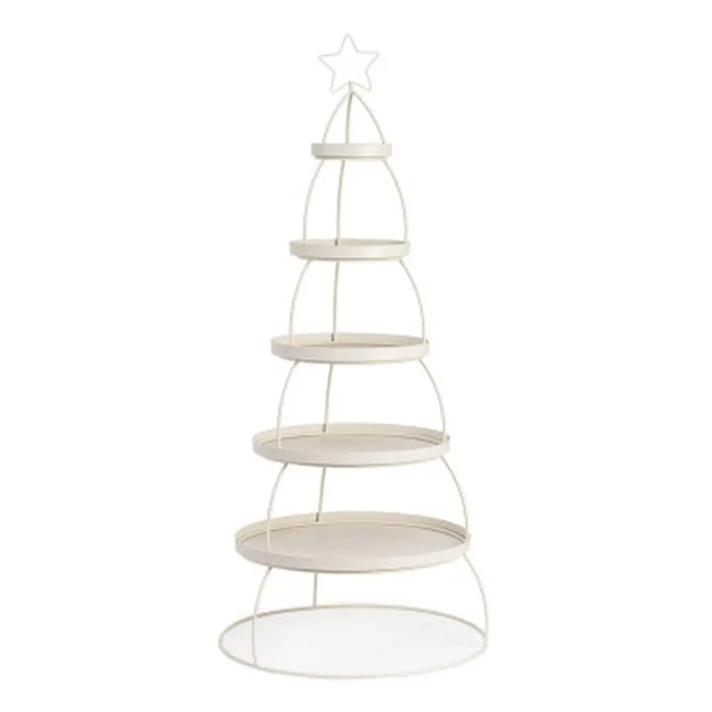 Espositore Fresh tondo a 5 piani in pino bianco Ø60 × H157 cm