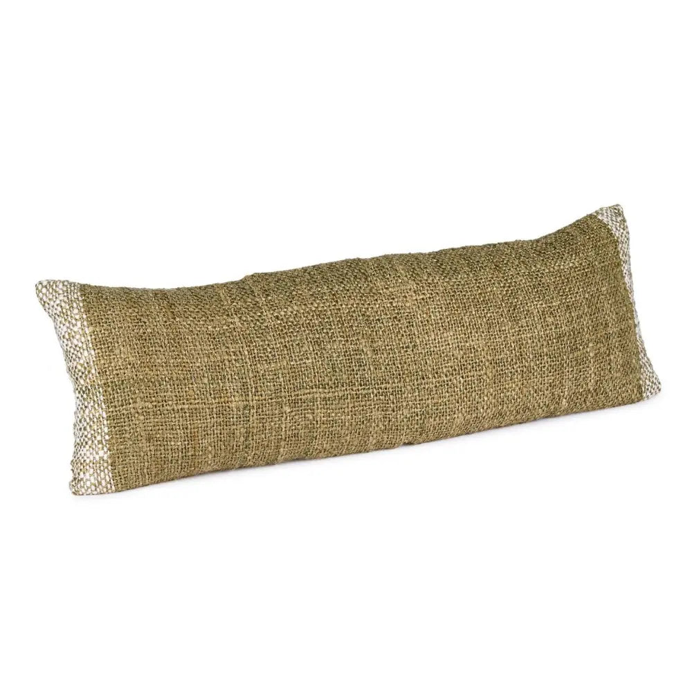 Cuscino decorativo Nirav verde e beige 100 × 35 cm