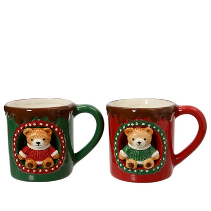 Mug in dolomite con orso H10 cm – 1 pezzo assortito