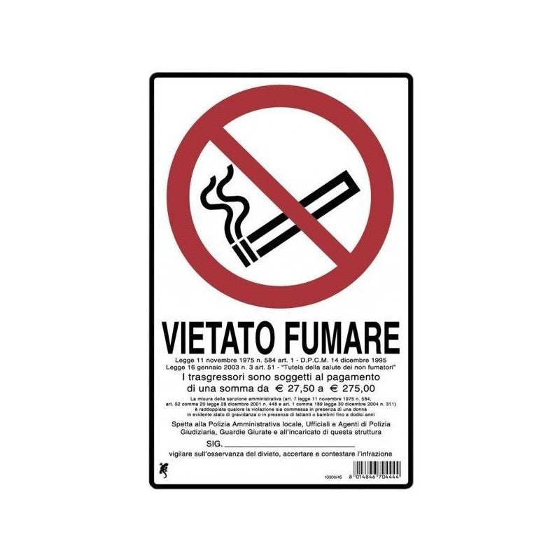 Panneau en plastique "interdiction de fumer" 30 x 20 cm