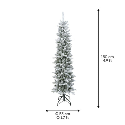 Albero di Natale Slim Fir verde innevato Ø53 × H150 cm