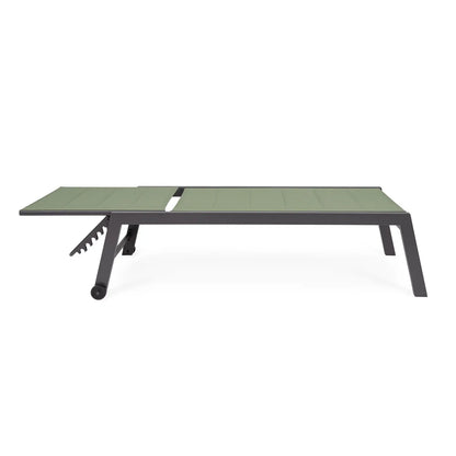 Lettino prendisole Hilde verde con ruote e schienale reclinabile cm 200x70x102h