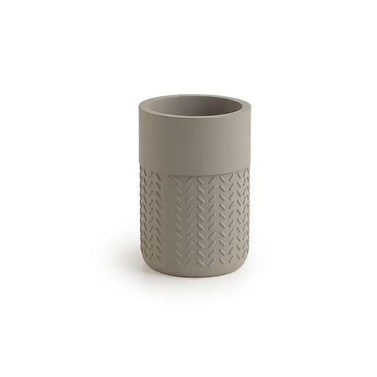 Portaspazzolini Thea in resina grigio / verde cm 10,5 x 7,5 x 7,5