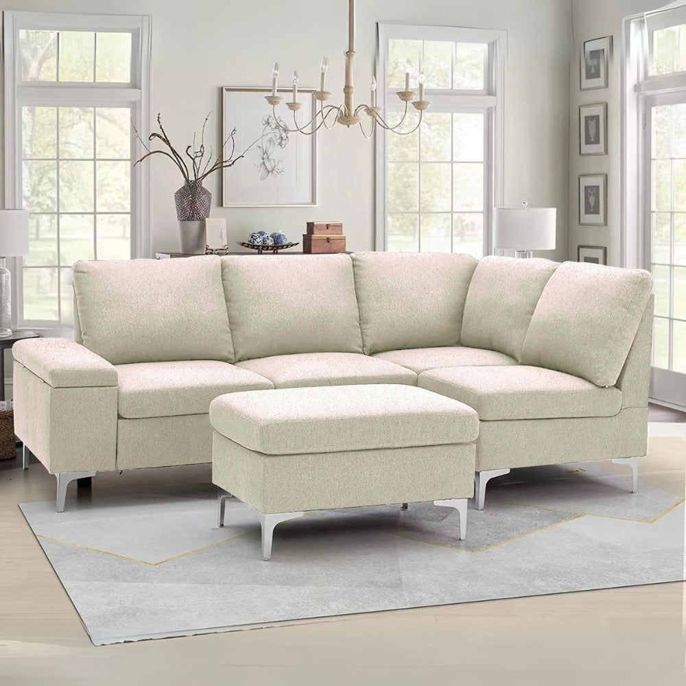 Divano angolare destro beige 218x172x87