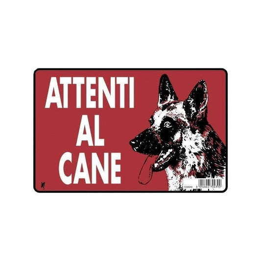Panneau plastique rouge "Attention au chien" 20 x 30 cm
