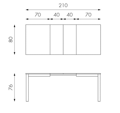 Table extensible en mélamine gris clair 130/210x80x76h cm