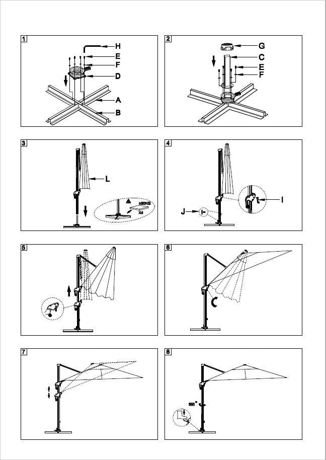 Parasol en Aluminium Montana 4x4 m Gris avec Poteau Latéral
