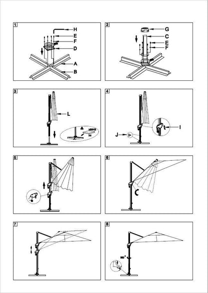 Parasol en Aluminium Montana 4x4 m Gris avec Poteau Latéral