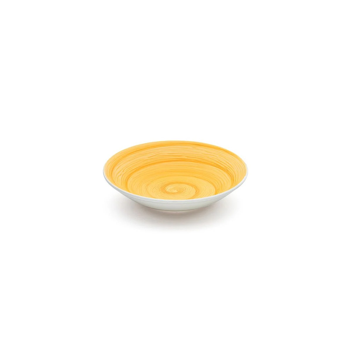 Assiette creuse de table souvenir jaune en céramique peinte à la main Ø 23,5 cm