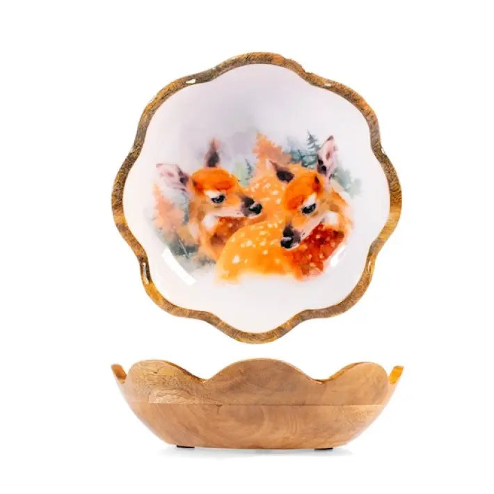 Coupe en bois à bord festonné Feston Noël — 25 cm, 1 pièce assortie