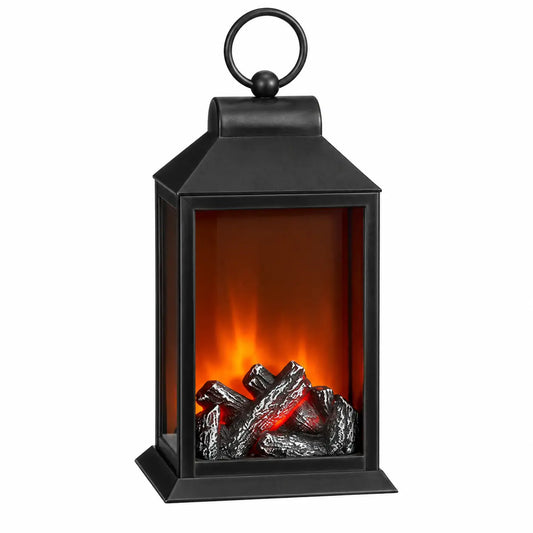 Lanterne de cheminée à LED noire à piles avec minuteur L1