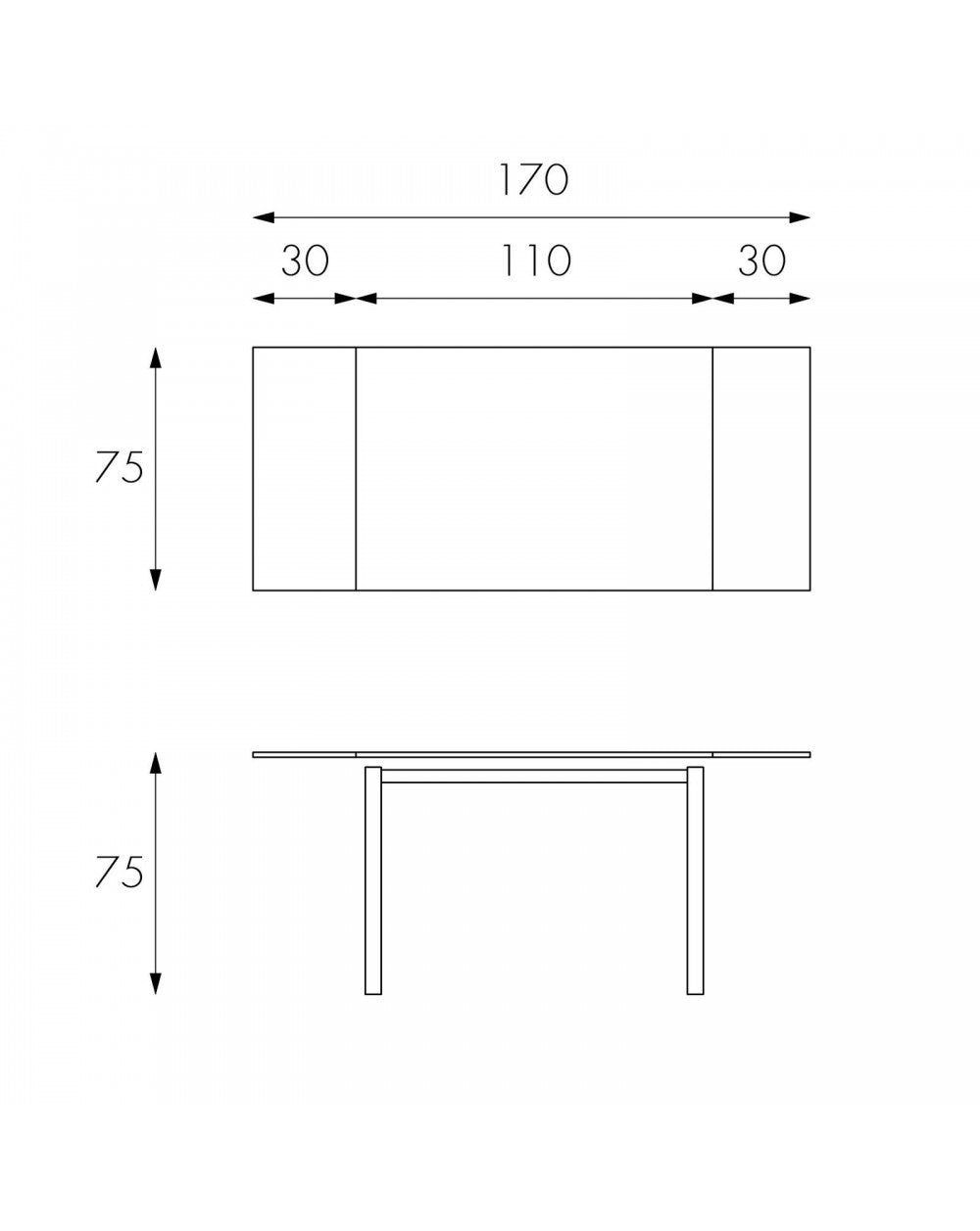 Tavolo Allungabile 110-170 x 75 cm BAUD Legno Chiaro