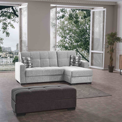 Divano Letto con Penisola 240x107x99 cm Grigio Chiaro