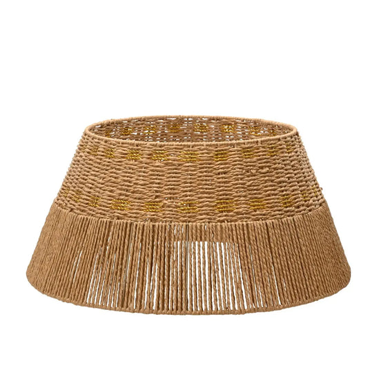 Copribase per albero di Natale in corda e oro Ø70 × H28 cm