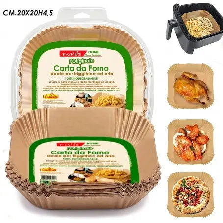Papier sulfurisé carré pour friteuse à air 50 pièces