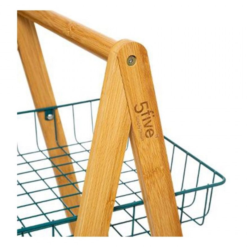 Desserte de cuisine moderne en bambou 3 étagères essence avec roulettes 54,5x35,5x h88 cm