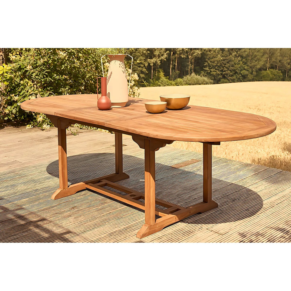 Table extensible Texas en eucalyptus 200-245-290 cm x 110 h