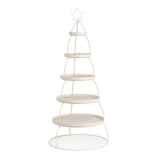 Présentoir Fresh rond à 5 niveaux en pin blanc Ø60 × H157 cm
