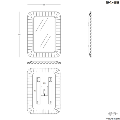 Specchio con Cornice in Vetro Bianco 94x68 cm